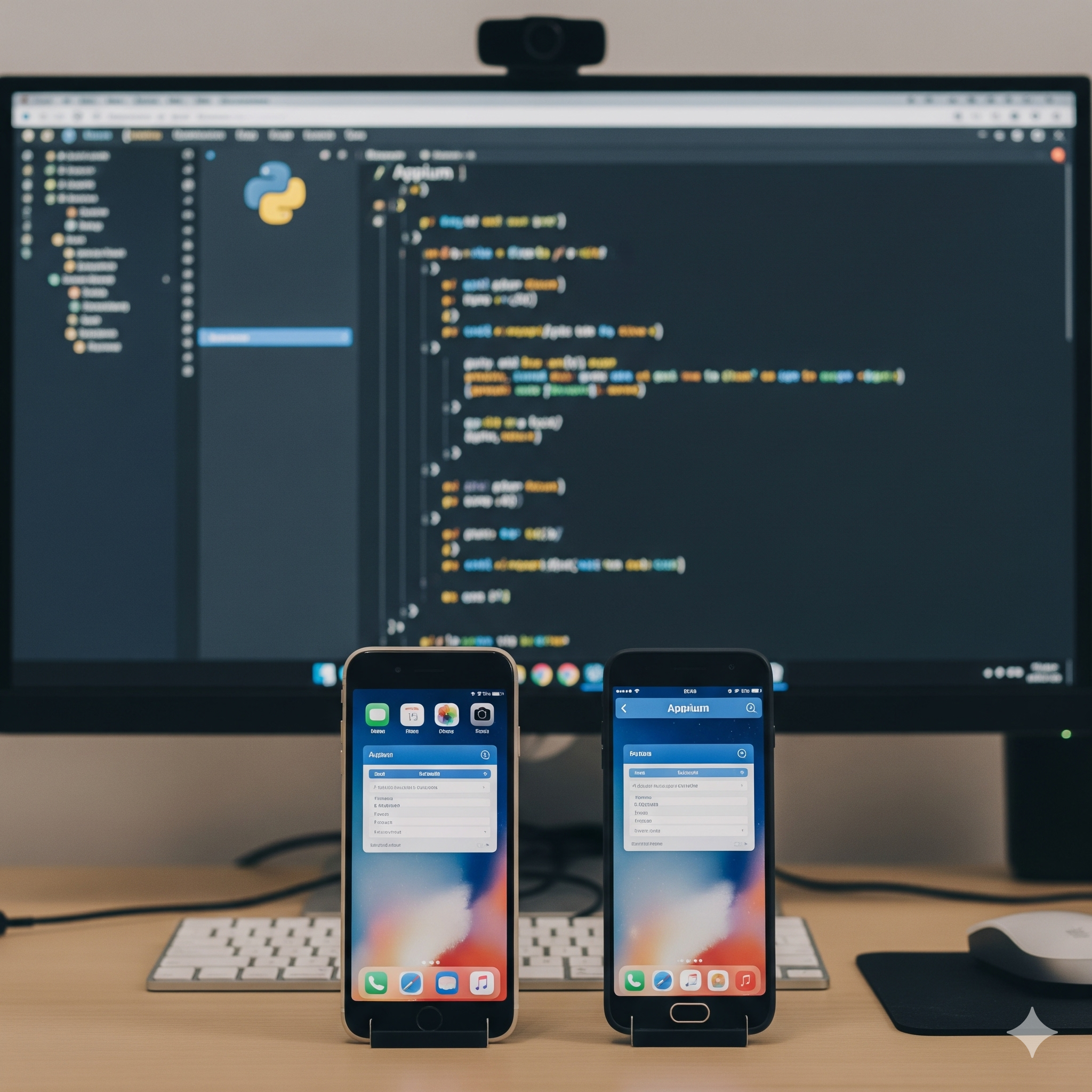 Aplicación móvil siendo controlada por un script de Appium
